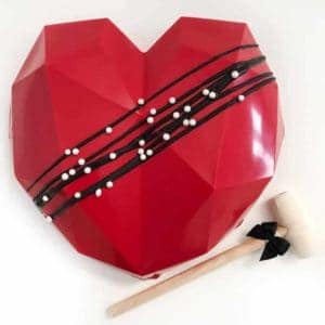 red heart smash cake