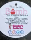 COCOA BOMBS tag front